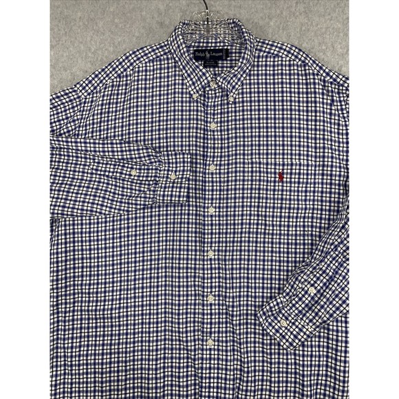 Ralph Lauren Blaire Men's XXL Checkered Long Sleeve Button Up Shirt Collared 2XL - Picture 3 of 10